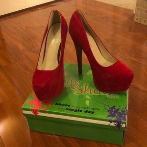Red Suede Pumps